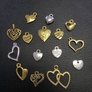 Gold and Silver Heart Charm Set